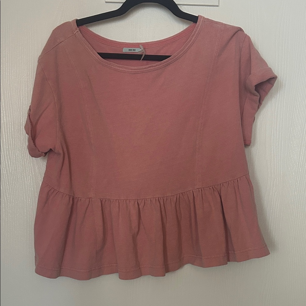 Urban Outfitters Dusty Rose Short Sleeve Peplum Top